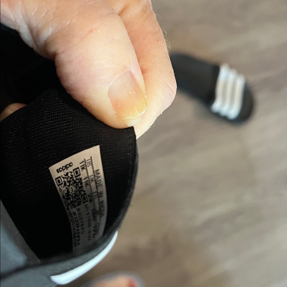 Adidas Black Slides with White Stripes New! - Picture 5 of 5